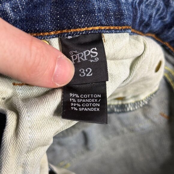 PRPS Jeans Mens 32x34 Blue Cayenne Super Skinny Fit Stretch Distressed Whiskered - Picture 5 of 16